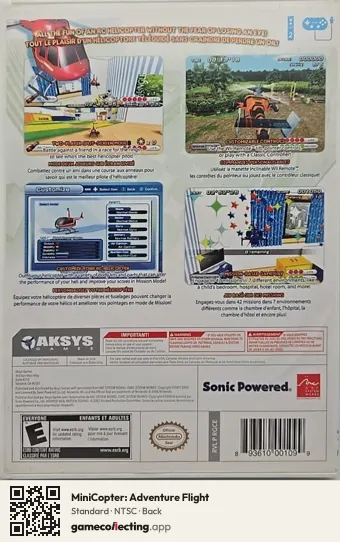 MiniCopter: Adventure Flight Nintendo Wii, NTSC box back
