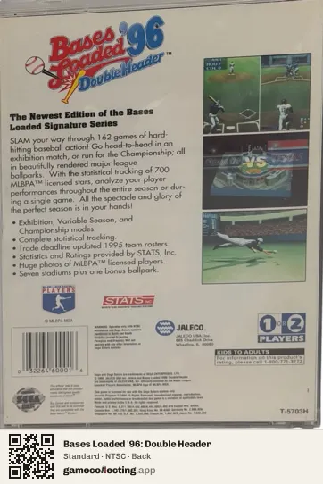 Bases Loaded '96: Double Header Sega Saturn, NTSC box back