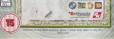 The Elder Scrolls IV: Oblivion, the BBFC circle on its front