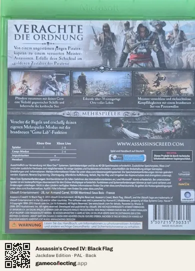 Assassin's Creed IV: Black Flag Xbox One, PAL box back