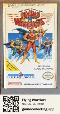 Flying Warriors Nintendo Entertainment System, NTSC cartridge label
