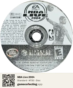 NBA Live 2004 Nintendo GameCube, NTSC disc
