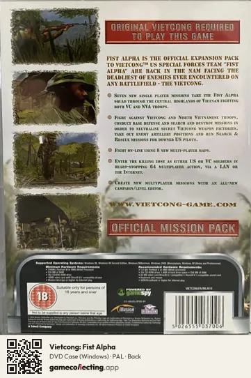 Vietcong: Fist Alpha Computer, PAL box back