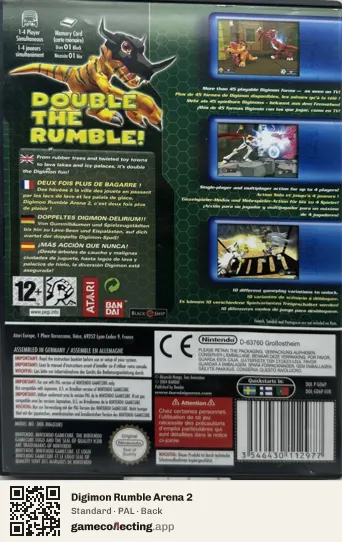 Digimon Rumble Arena 2 Nintendo GameCube, PAL box back