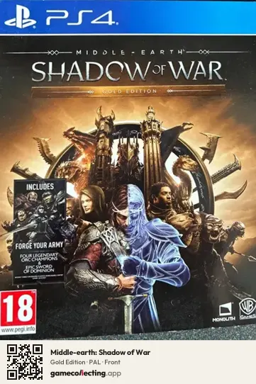 Middle-earth: Shadow of War PlayStation 4, PAL box front