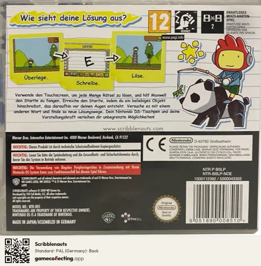 Scribblenauts Nintendo DS, Germany box back