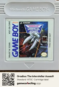 Gradius: The Interstellar Assault Game Boy, NTSC cartridge label