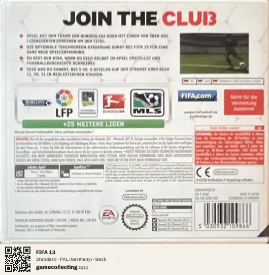 FIFA 13 Nintendo 3DS, Germany box back