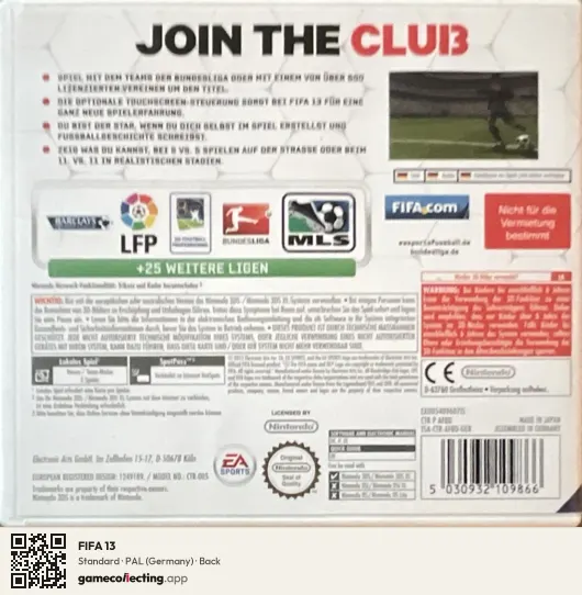 FIFA 13 Nintendo 3DS, Germany box back