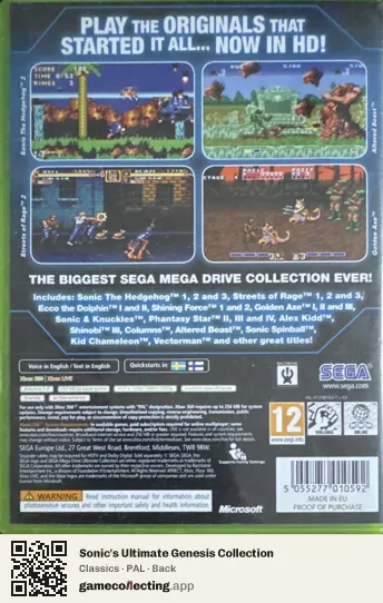 Sonic's Ultimate Genesis Collection Xbox 360, PAL box back