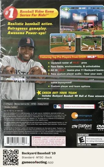 Backyard Baseball '10 PlayStation 2, NTSC box back
