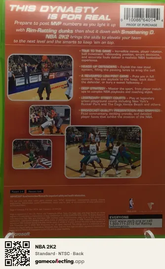 NBA 2K2 Xbox, NTSC box back