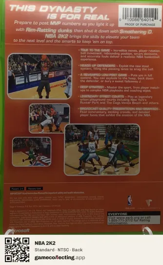 NBA 2K2 Xbox, NTSC box back