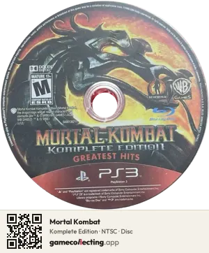 Mortal Kombat PlayStation 3, NTSC disc