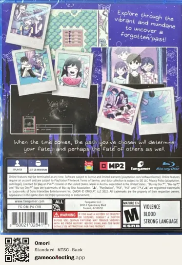 Omori PlayStation 4, NTSC box back