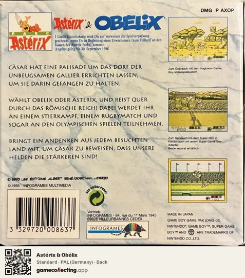 Astérix & Obélix Game Boy, Germany box back