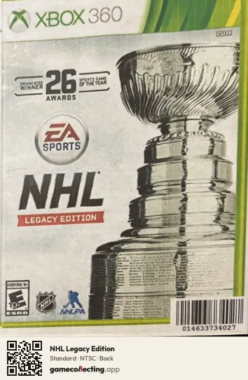 NHL Legacy Edition Xbox 360, NTSC box back