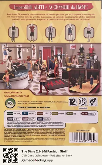 The Sims 2: H&M Fashion Stuff Computer, Italy box back