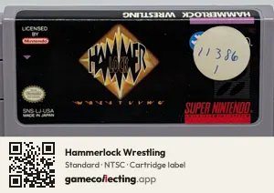 Hammerlock Wrestling Super Nintendo Entertainment System, NTSC cartridge label