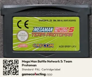 Mega Man Battle Network 5: Team Protoman Game Boy Advance, PAL cartridge label
