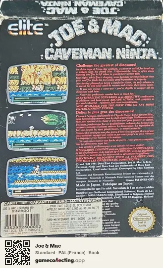 Joe & Mac Nintendo Entertainment System, France box back