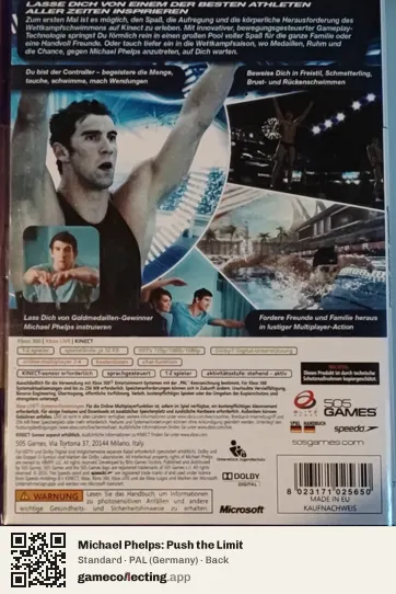 Michael Phelps: Push the Limit Xbox 360, Germany box back