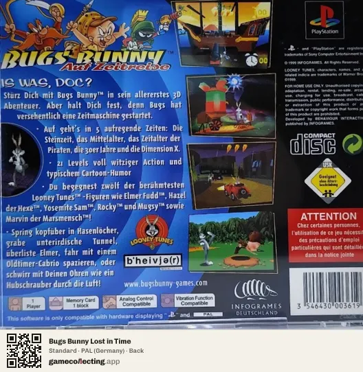 Bugs Bunny Lost in Time PlayStation, Germany box back