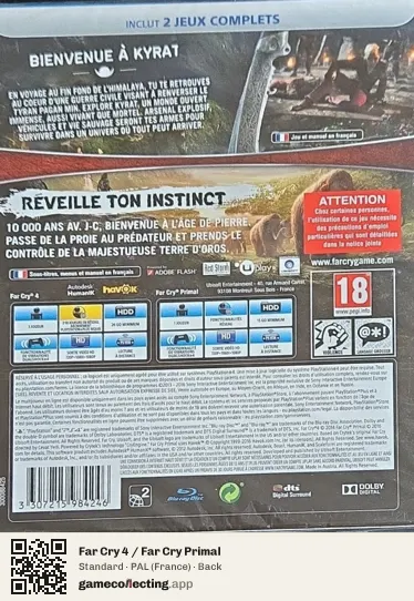 Far Cry 4 / Far Cry Primal PlayStation 4, France box back
