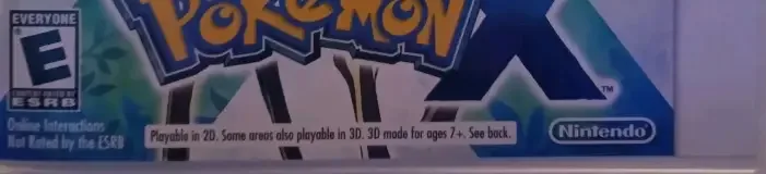 Pokémon X, the ESRB box on its front