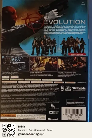 Brink Xbox 360, Germany box back