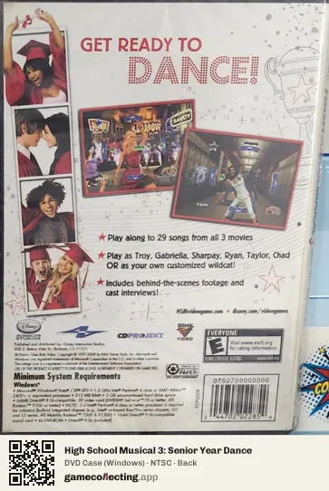 High School Musical 3: Senior Year Dance Computer, NTSC box back