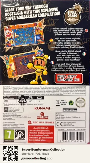 Super Bomberman Collection Nintendo Switch 2, PAL box back
