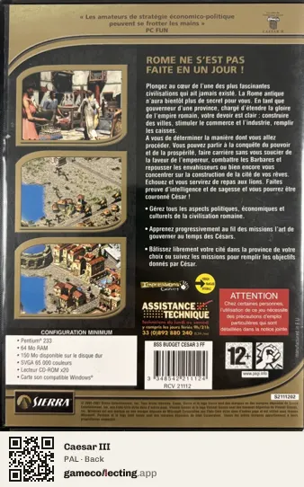 Caesar III Computer, PAL box back