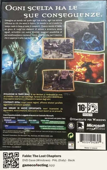 Fable: The Lost Chapters Computer, Italy box back