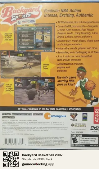 Backyard Basketball 2007 PlayStation 2, NTSC box back
