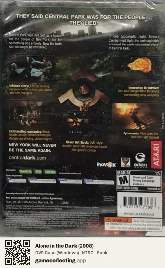 Alone in the Dark (2008) Computer, NTSC box back