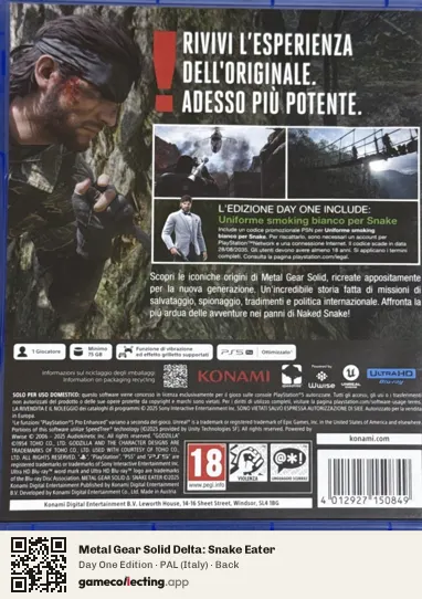 Metal Gear Solid Delta: Snake Eater PlayStation 5, Italy box back