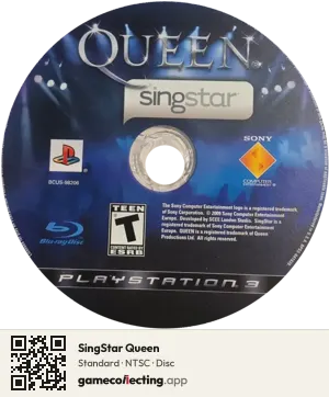 SingStar Queen PlayStation 3, NTSC disc