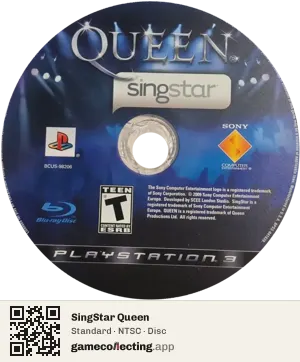 SingStar Queen PlayStation 3, NTSC disc