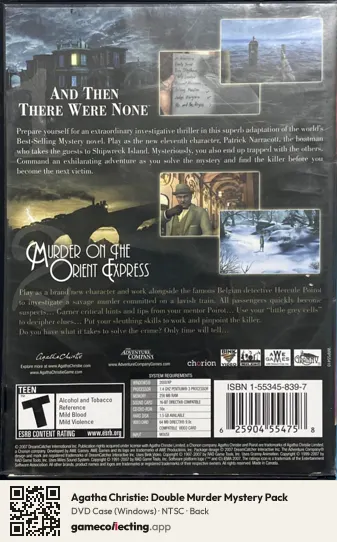 Agatha Christie: Double Murder Mystery Pack Computer, NTSC box back