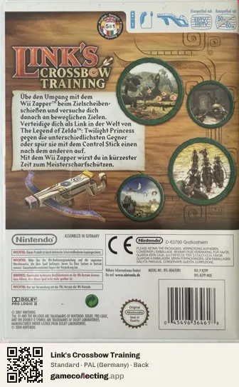Link's Crossbow Training Nintendo Wii, Germany box back