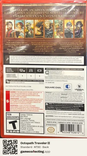 Octopath Traveler II Nintendo Switch 2, NTSC box back