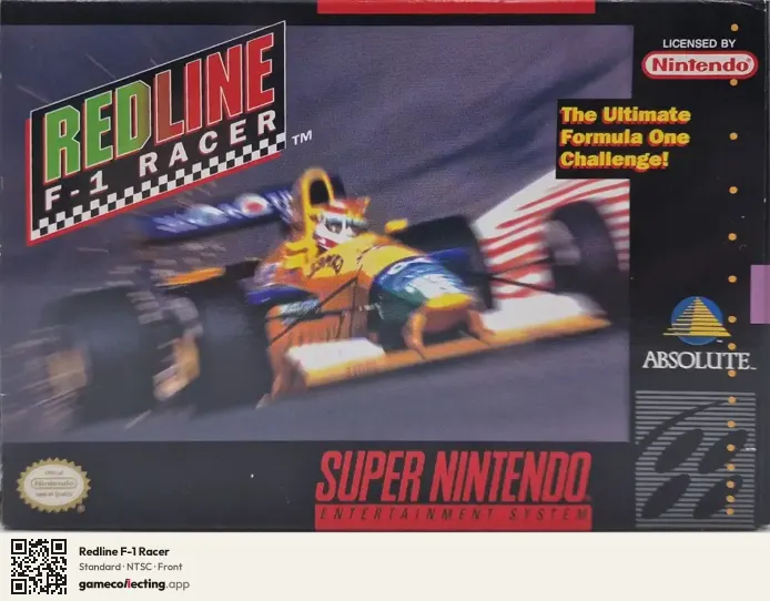 Redline F-1 Racer Super Nintendo Entertainment System, NTSC box front