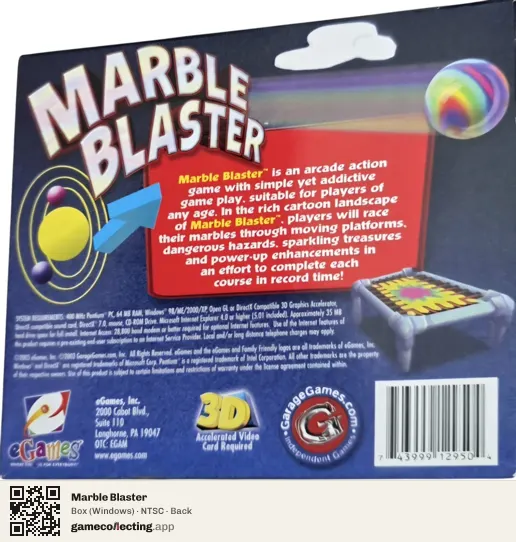Marble Blaster Computer, NTSC box back