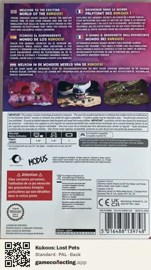 Kukoos: Lost Pets Nintendo Switch, PAL box back