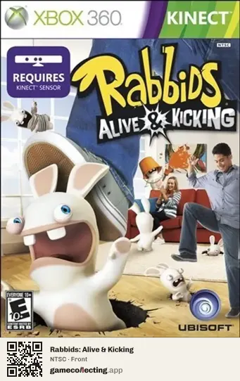 Rabbids: Alive & Kicking Xbox 360, NTSC box front