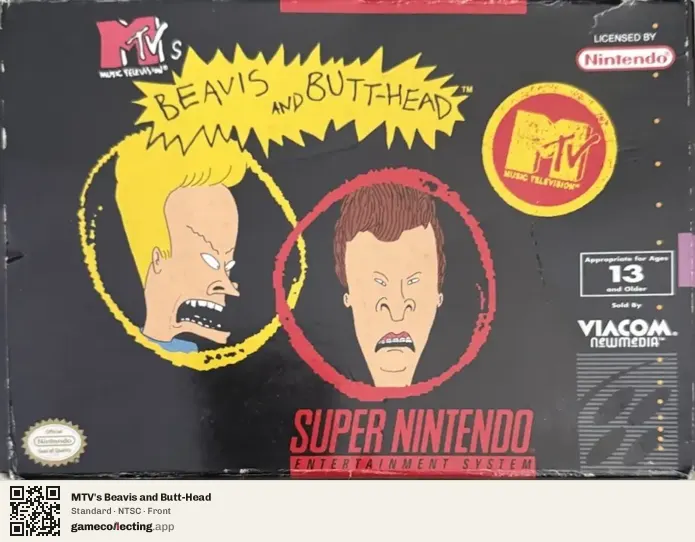 MTV's Beavis and Butt-Head Super Nintendo Entertainment System, NTSC box front