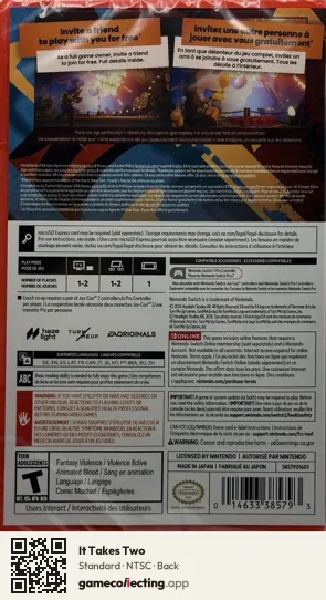 It Takes Two Nintendo Switch 2, NTSC box back