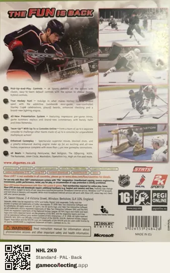 NHL 2K9 Xbox 360, PAL box back