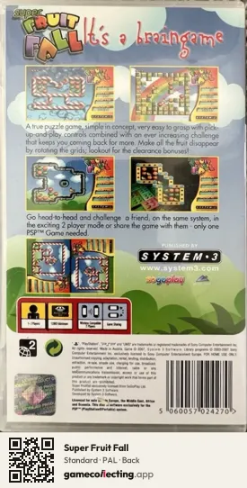 Super Fruit Fall PlayStation Portable, PAL box back